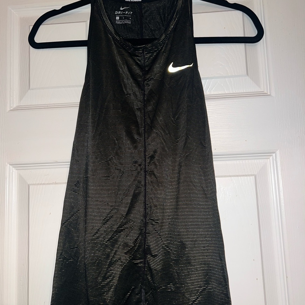 Nike black and gold striped tank top